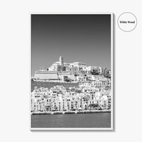 Ibiza Skyline Black and White Fine Art Photo Print, Balearic Islands Spain Poster