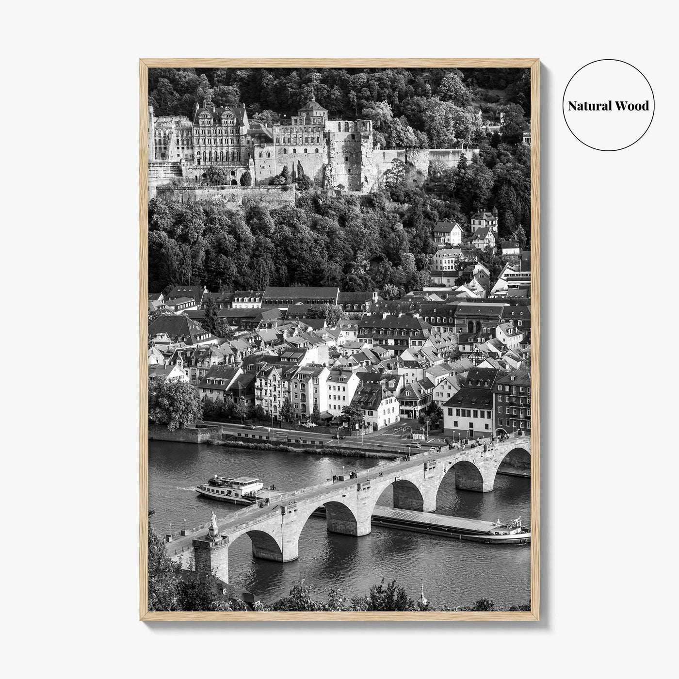 Heidelberg Black and White Fine Art Photo Print, Germany, Carl Theodor Bridge, Castle