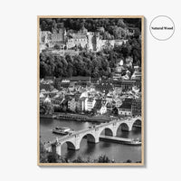 Heidelberg Black and White Fine Art Photo Print, Germany, Carl Theodor Bridge, Castle