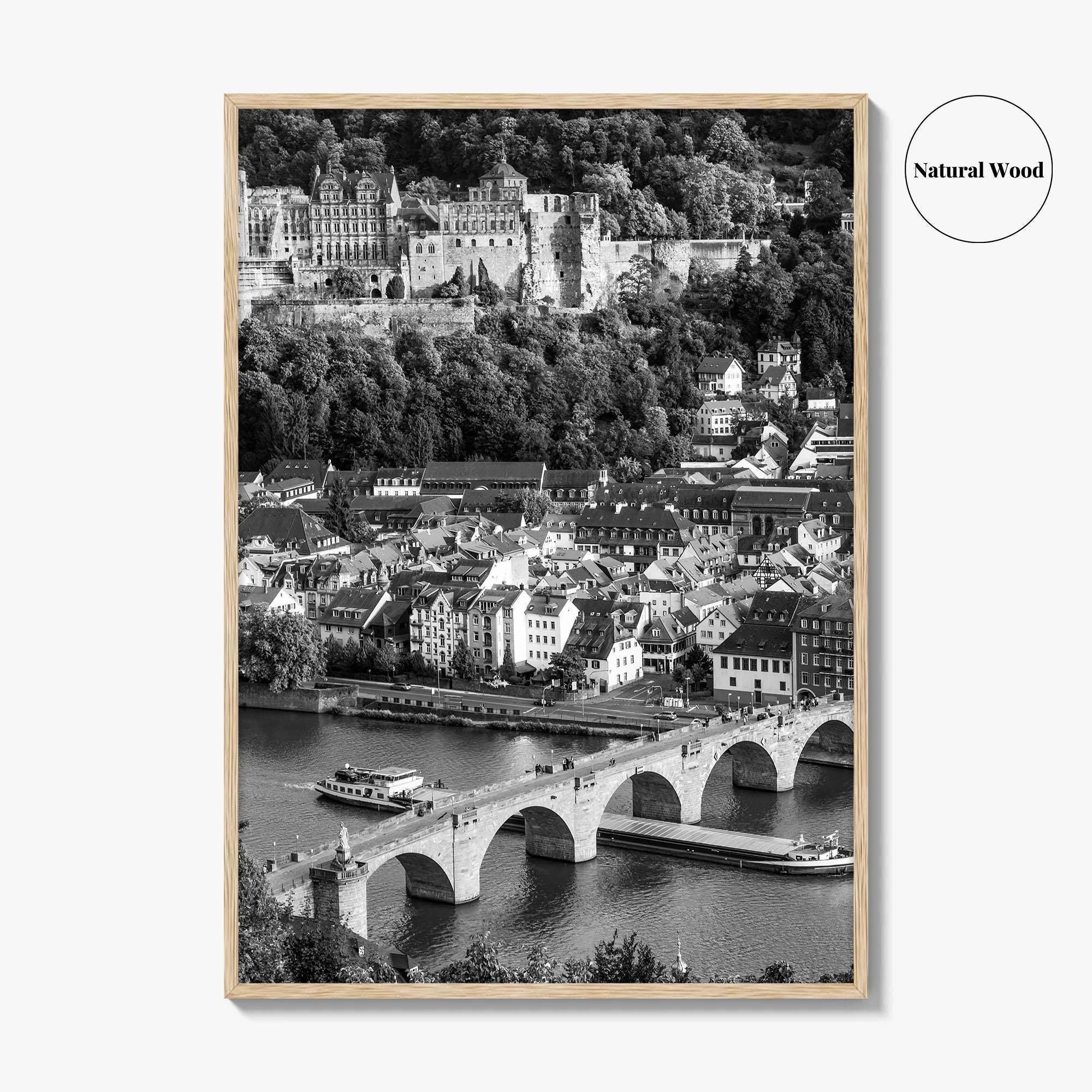 Heidelberg Black and White Fine Art Photo Print, Germany, Carl Theodor Bridge, Castle