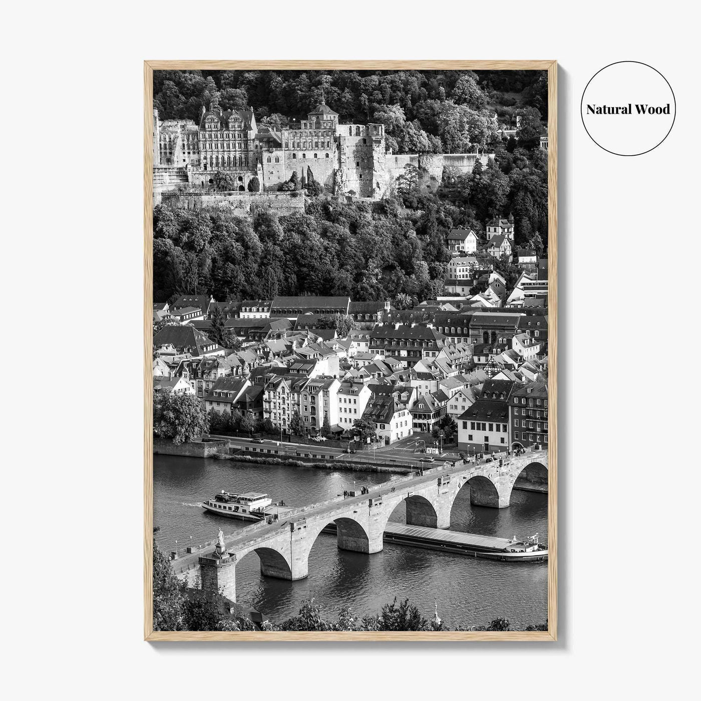 Heidelberg Black and White Fine Art Photo Print, Germany, Carl Theodor Bridge, Castle
