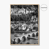 Heidelberg Black and White Fine Art Photo Print, Germany, Carl Theodor Bridge, Castle