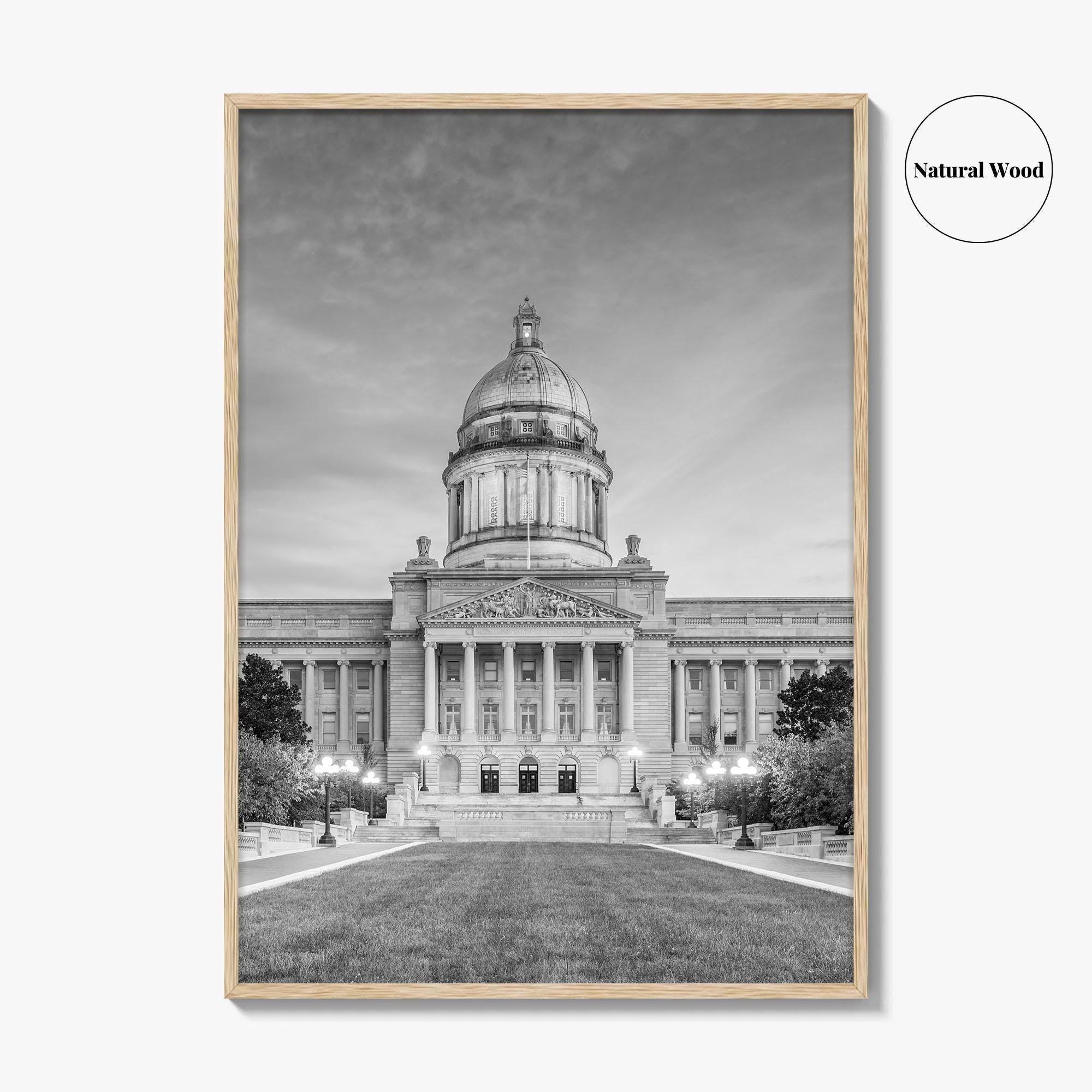 Frankfort Kentucky Black and White Fine Art Photo Print, State Capitol, USA Poster