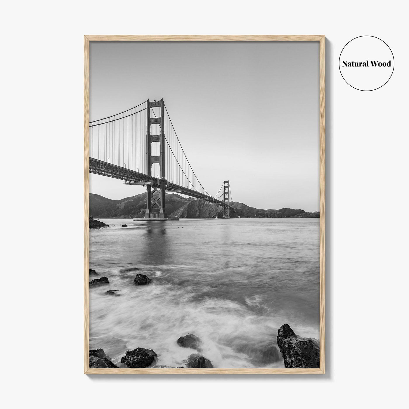 San Francisco Black and White Fine Art Photo Print, Golden Gate Bridge California Poster