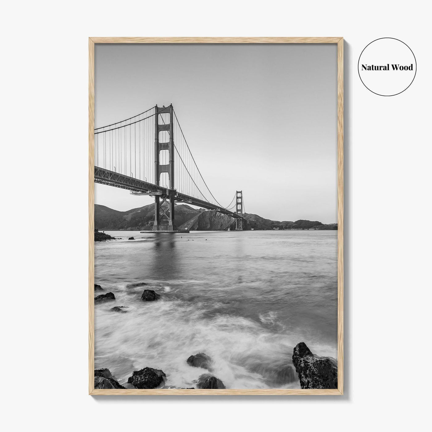San Francisco Black and White Fine Art Photo Print, Golden Gate Bridge California Poster