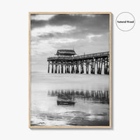 Cocoa Beach Black and White Fine Art Photo Print, Pier Florida Space Coast Poster