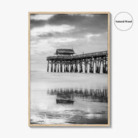 Cocoa Beach Black and White Fine Art Photo Print, Pier Florida Space Coast Poster