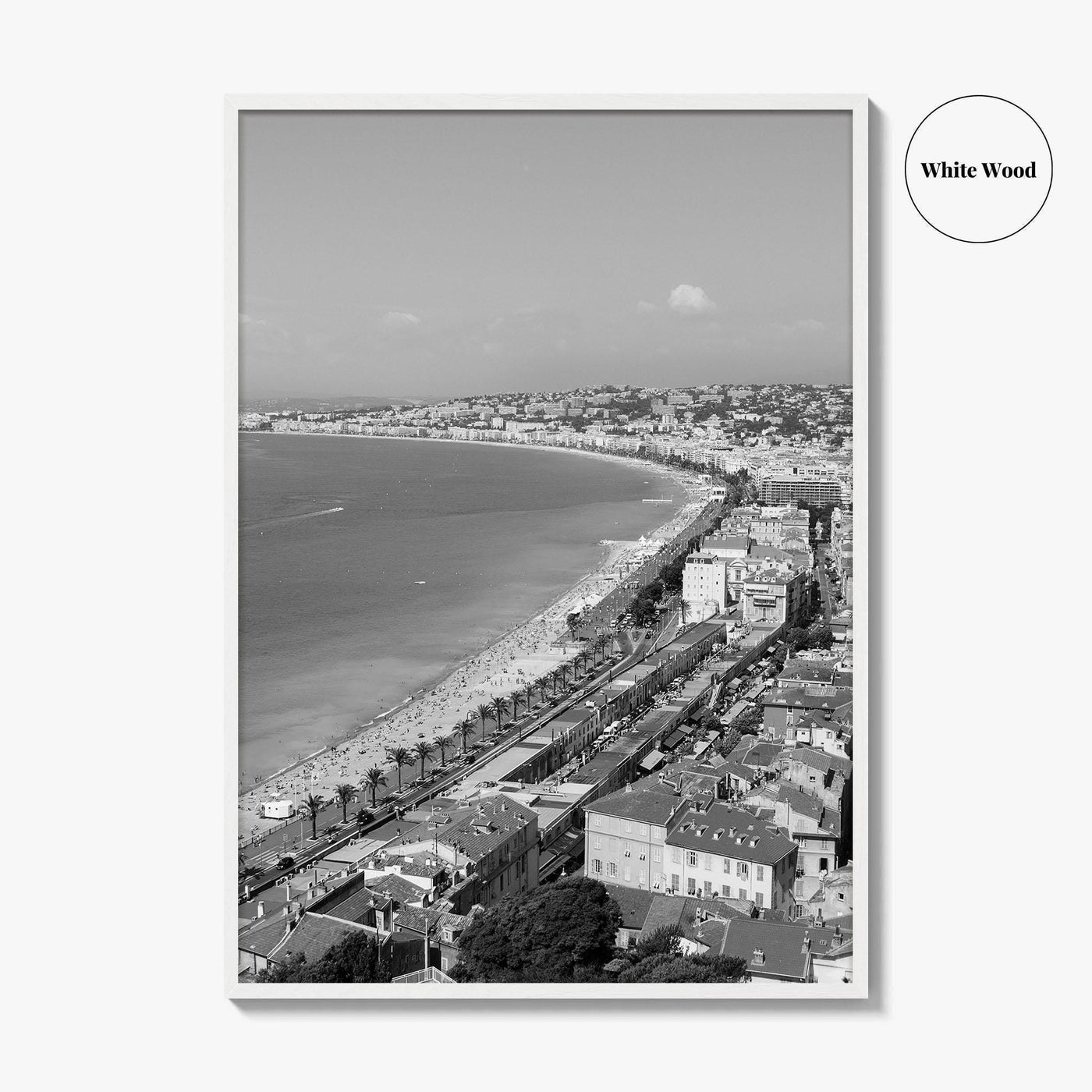French Riviera Black and White Fine Art Photo Print, Castle Hill View, France Poster