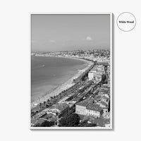 French Riviera Black and White Fine Art Photo Print, Castle Hill View, France Poster