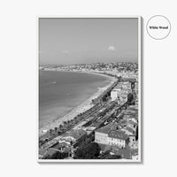 French Riviera Black and White Fine Art Photo Print, Castle Hill View, France Poster