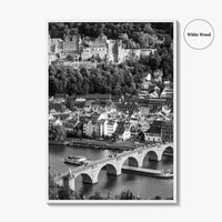 Heidelberg Black and White Fine Art Photo Print, Germany, Carl Theodor Bridge, Castle