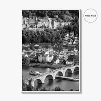 Heidelberg Black and White Fine Art Photo Print, Germany, Carl Theodor Bridge, Castle