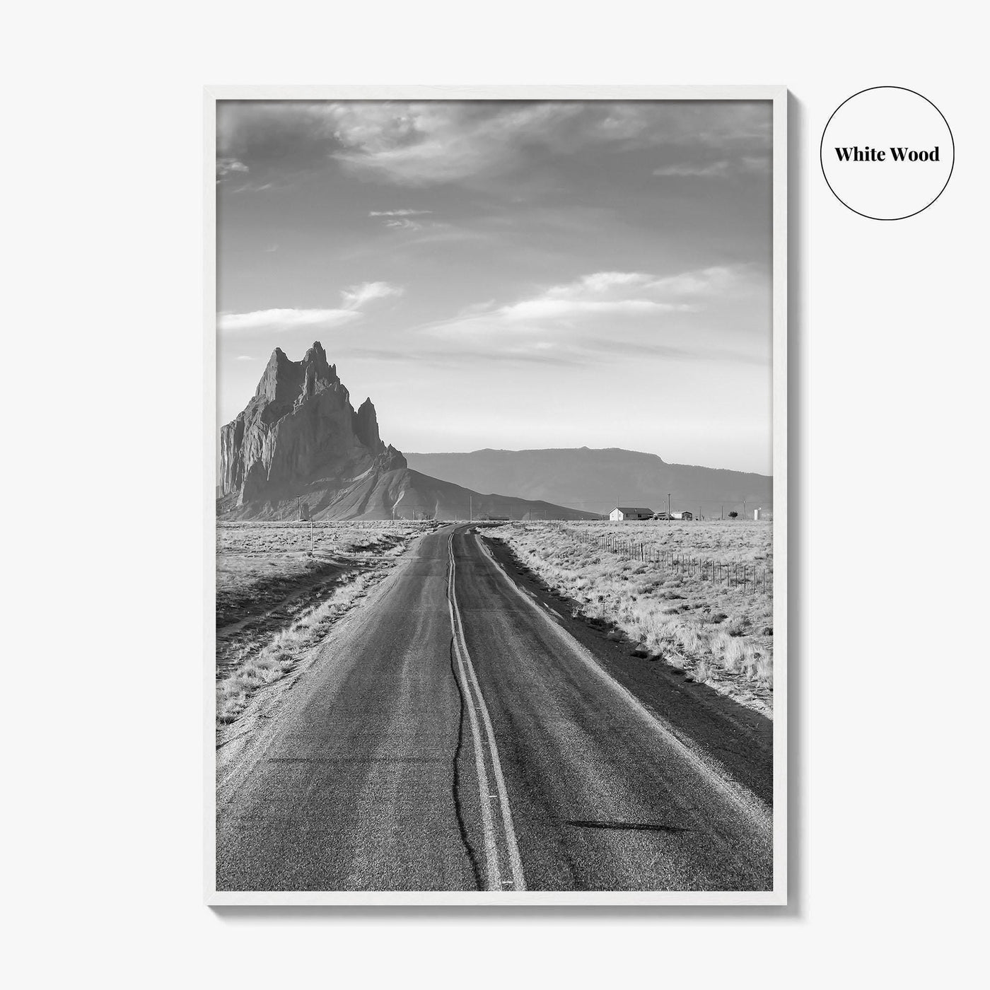 Shiprock New Mexico Black and White Fine Art Photo Print, Navajo Nation Poster USA