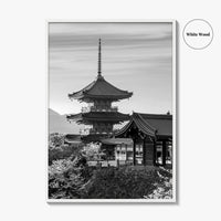 Kyoto Black and White Fine Art Photo Print, Kiyomizu-dera Sakura Cherry Blossom Japan Poster