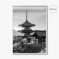 Kyoto Black and White Fine Art Photo Print, Kiyomizu-dera Sakura Cherry Blossom Japan Poster