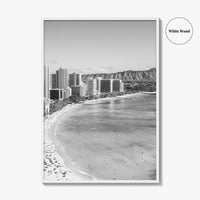 Honolulu Black and White Fine Art Photo Print, Diamond Head, Oahu Hawaii, USA