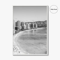 Honolulu Black and White Fine Art Photo Print, Diamond Head, Oahu Hawaii, USA