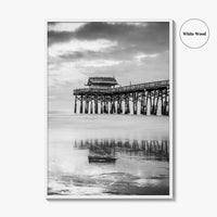 Cocoa Beach Black and White Fine Art Photo Print, Pier Florida Space Coast Poster