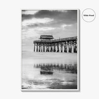 Cocoa Beach Black and White Fine Art Photo Print, Pier Florida Space Coast Poster