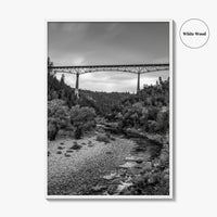 Auburn Black and White Fine Art Photo Print, Foresthill Bridge, Placer County Poster