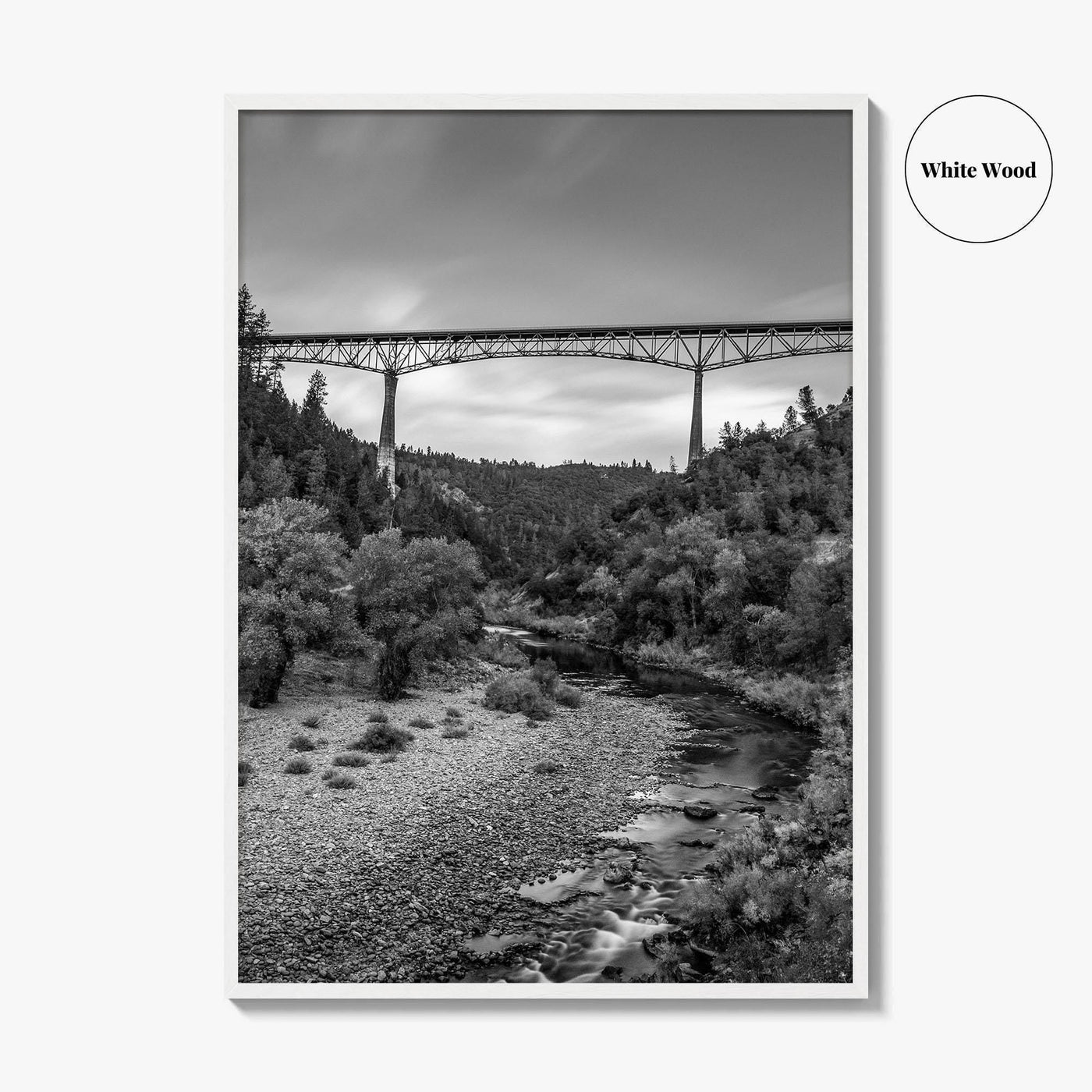 Auburn Black and White Fine Art Photo Print, Foresthill Bridge, Placer County Poster