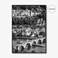 Heidelberg Black and White Fine Art Photo Print, Germany, Carl Theodor Bridge, Castle