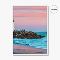 Santa Cruz Fine Art Photo Print, Breakwater Walton Lighthouse, California USA, Wall Decor Poster