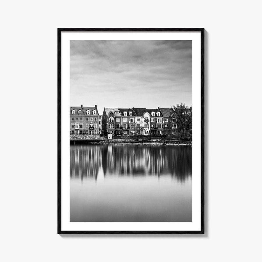 Alexandria Virginia Black and White Fine Art Photo Print, Potomac River Waterfront, USA Poster