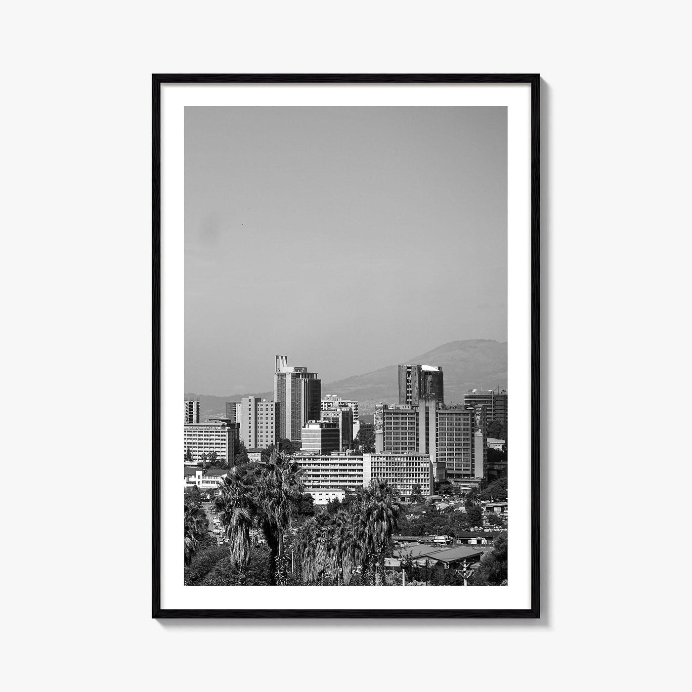 Addis Ababa Skyline Black and White Fine Art Photo Print, Ethiopia Wall Decor Poster