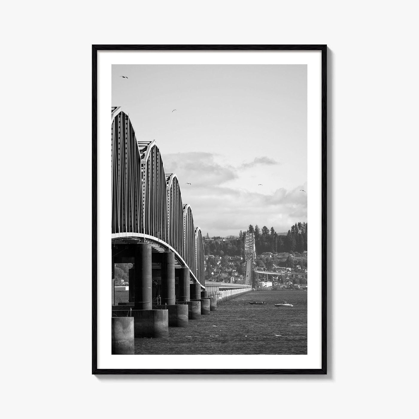 Astoria Black and White Fine Art Photo Print, Columbia River Bridge Oregon Poster