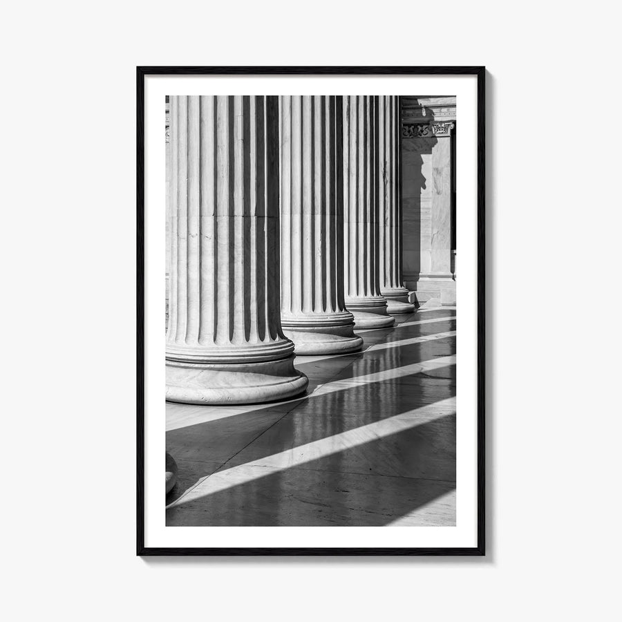 Athens Black and White Fine Art Photo Print, Academy Colonnade, Classical Columns, Greece Poster