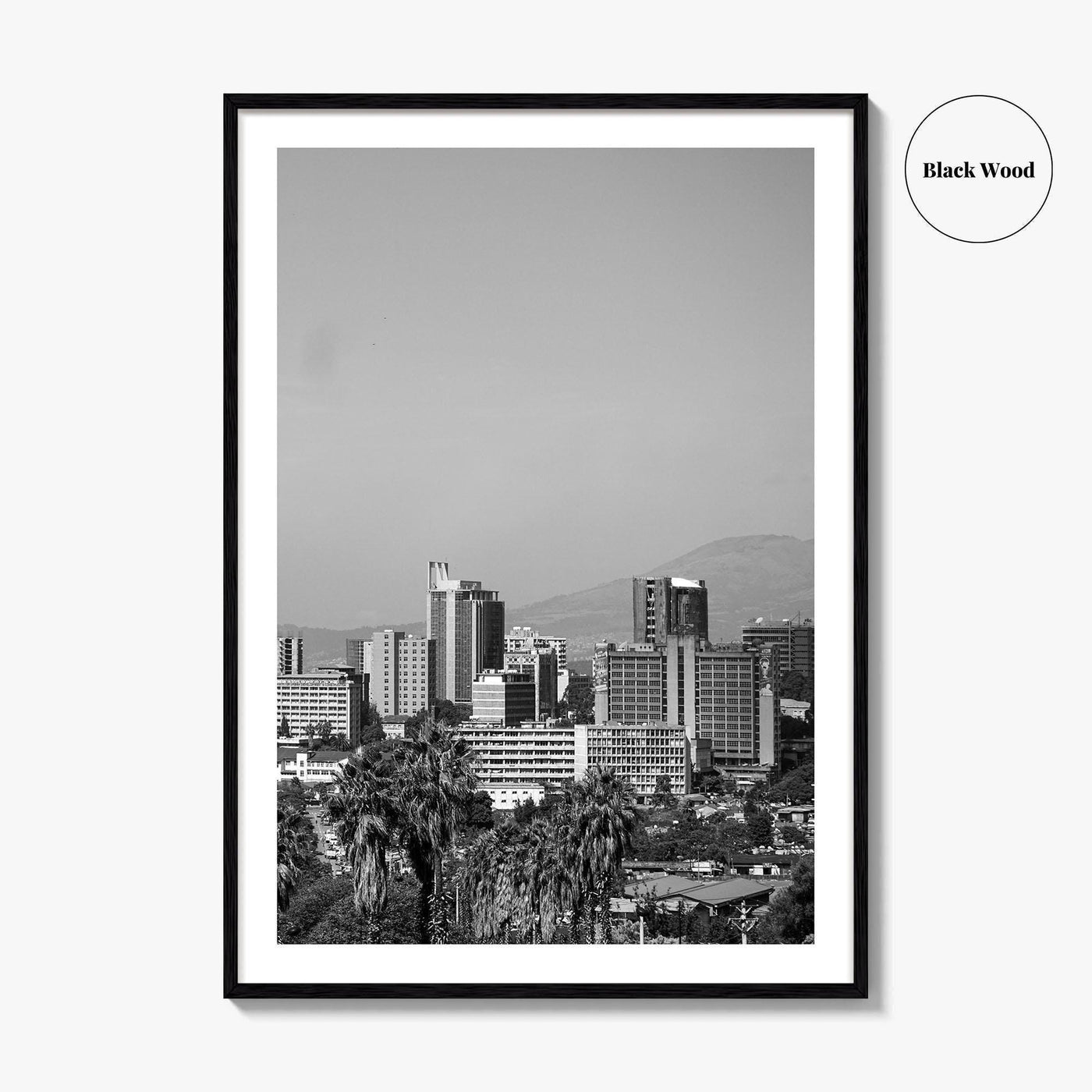 Addis Ababa Skyline Black and White Fine Art Photo Print, Ethiopia Wall Decor Poster
