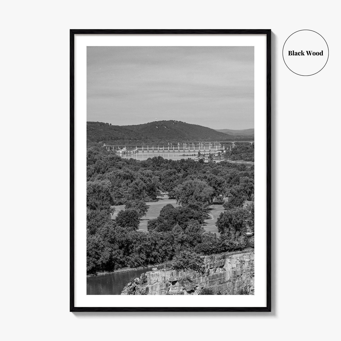 Arkansas River Black and White Fine Art Photo Print, North Little Rock Poster