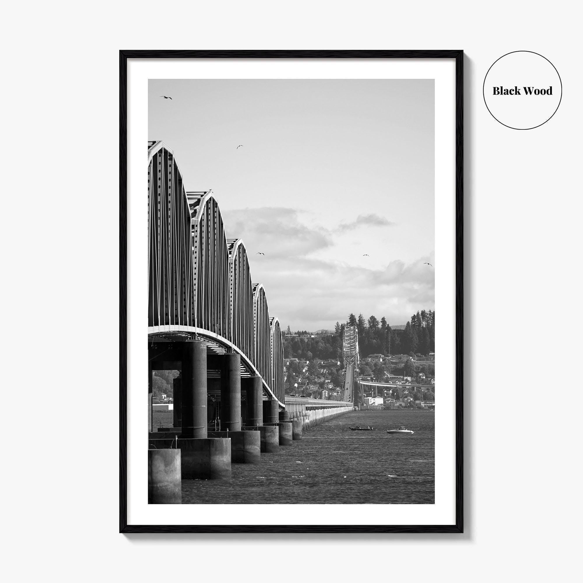 Astoria Black and White Fine Art Photo Print, Columbia River Bridge Oregon Poster
