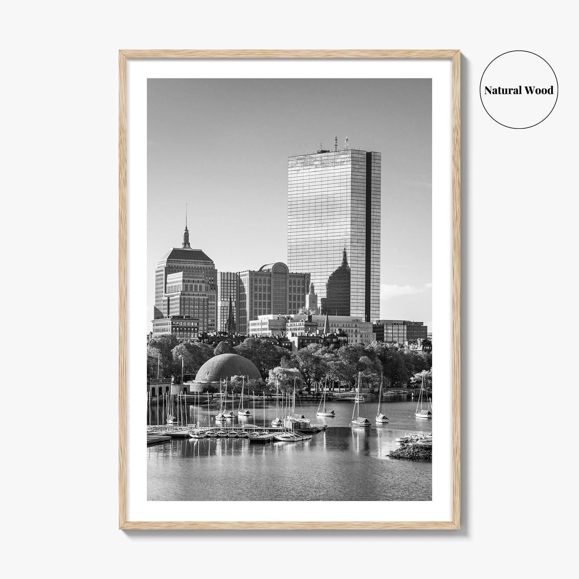 Boston Skyline Black and White Fine Art Photo Print, City, Massachusetts USA, Wall Poster