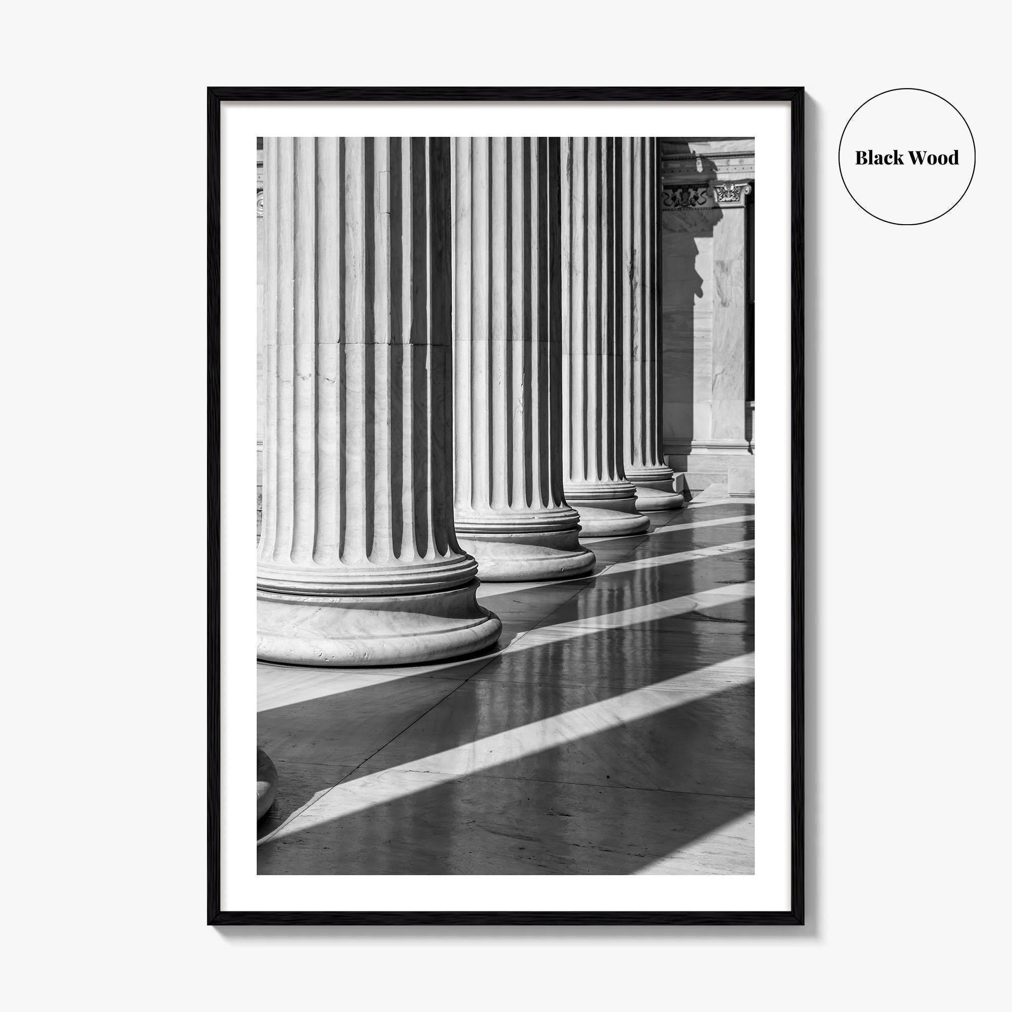 Athens Black and White Fine Art Photo Print, Academy Colonnade, Classical Columns, Greece Poster