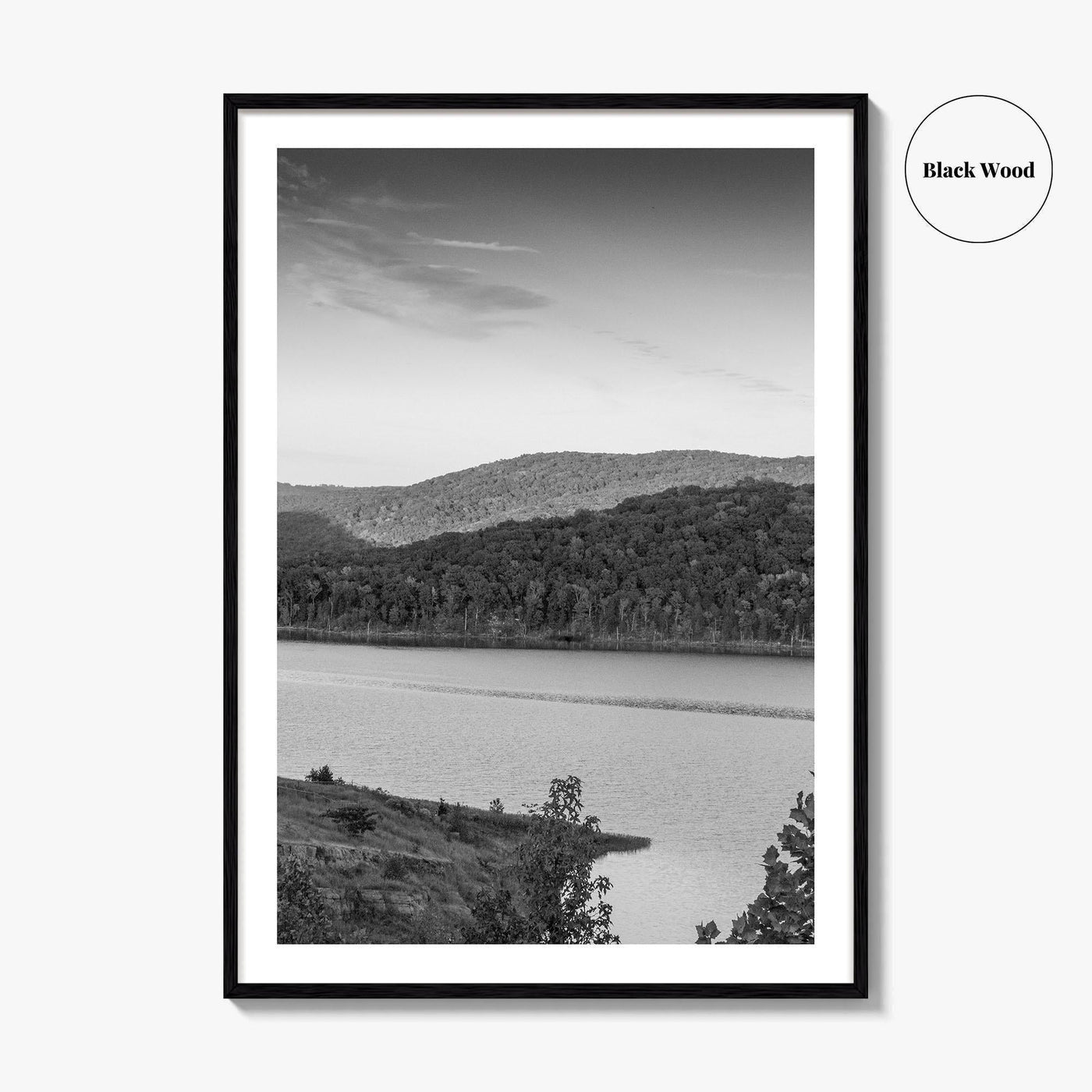 Fort Smith Lake Black and White Fine Art Photo Print, Boston Mountains Arkansas Poster