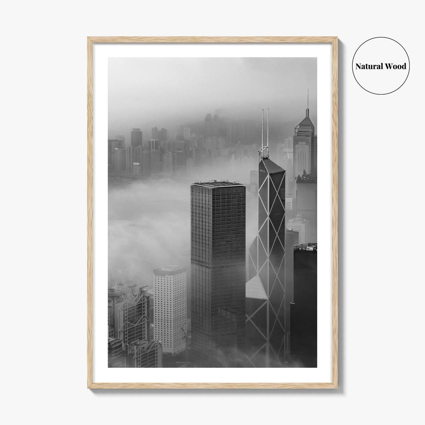 Hong Kong Skyline Black and White Fine Art Photo Print, Skyscraper, China Poster