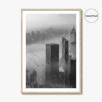 Hong Kong Skyline Black and White Fine Art Photo Print, Skyscraper, China Poster