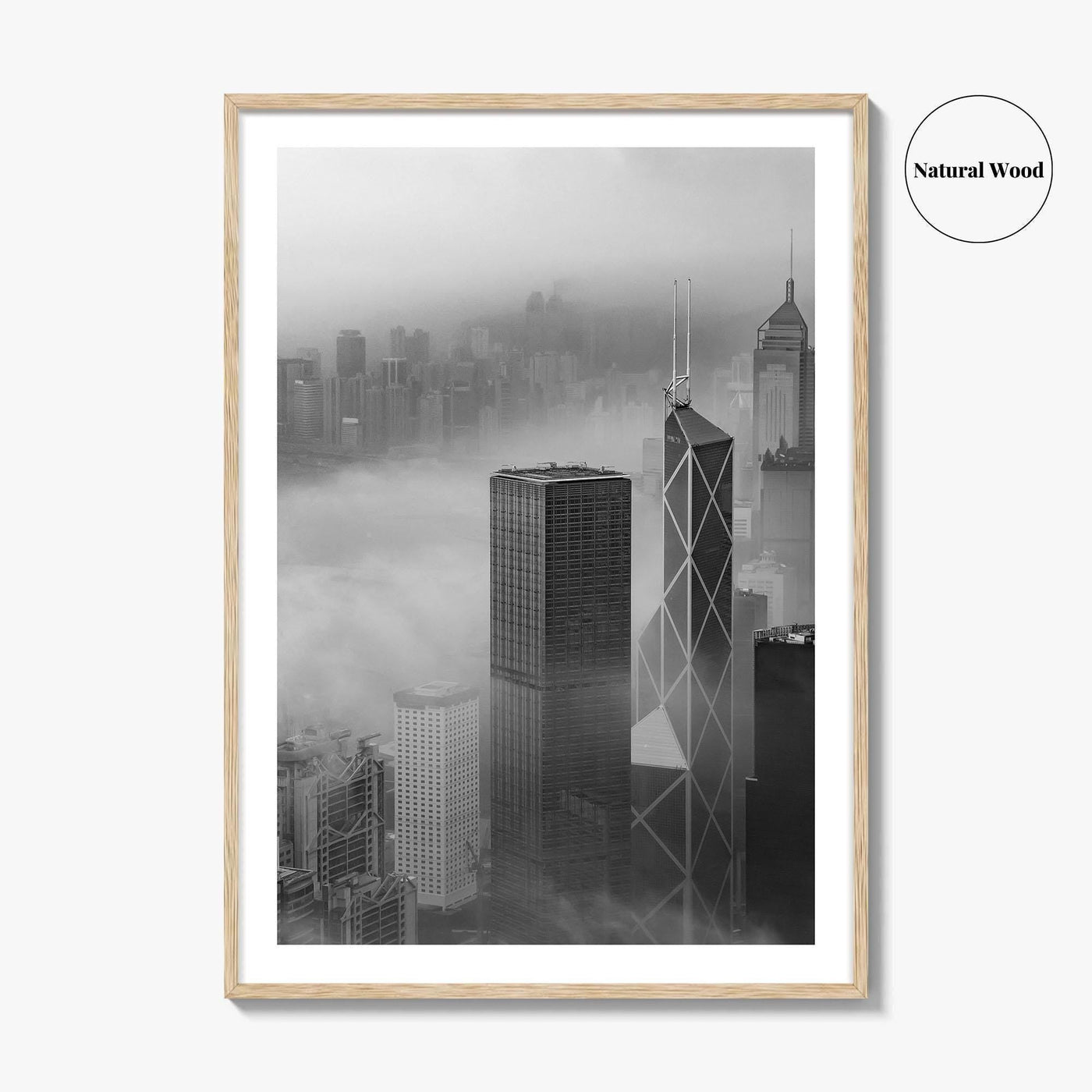 Hong Kong Skyline Black and White Fine Art Photo Print, Skyscraper, China Poster