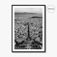Barcelona Skyline Black and White Fine Art Photo Print, Catalonia Spain Poster