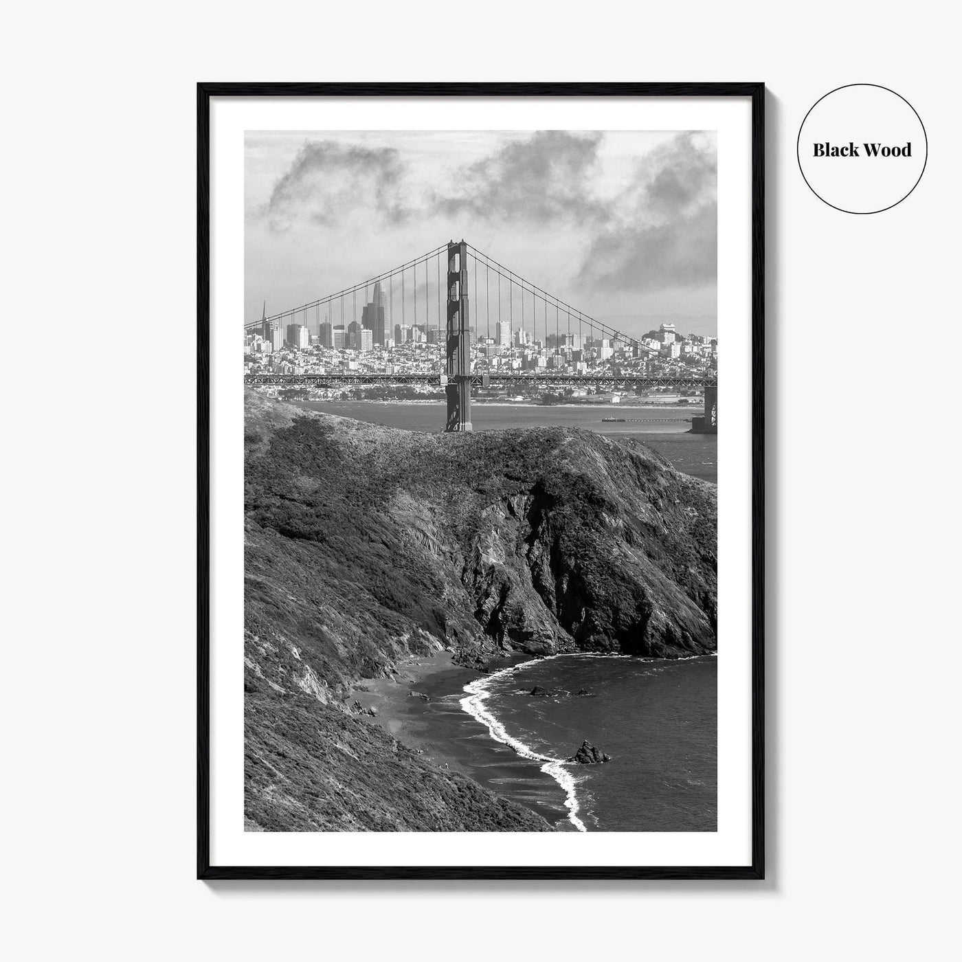 San Francisco Black and White Fine Art Photo Print, Golden Gate Bridge Poster