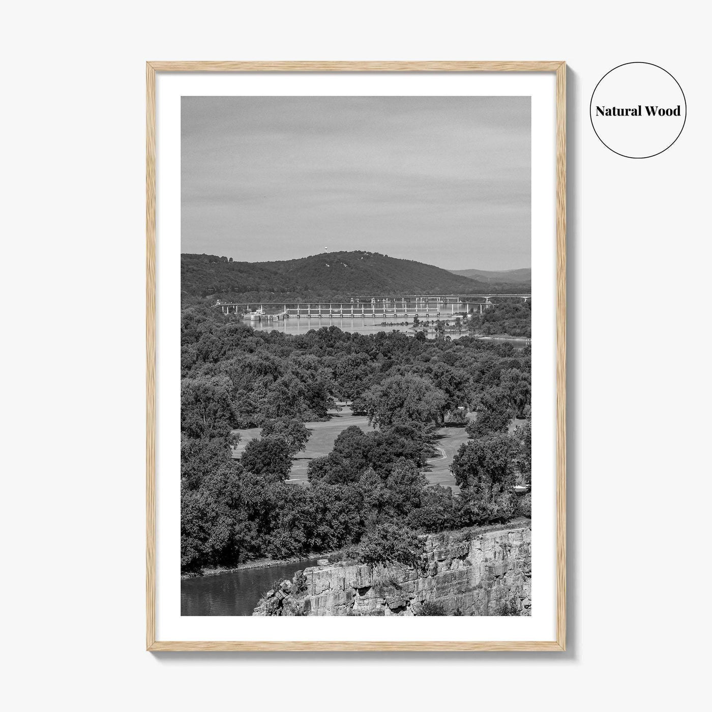 Arkansas River Black and White Fine Art Photo Print, North Little Rock Poster