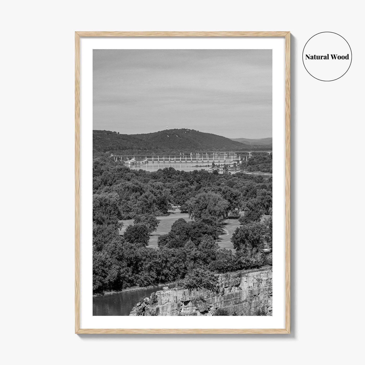 Arkansas River Black and White Fine Art Photo Print, North Little Rock Poster