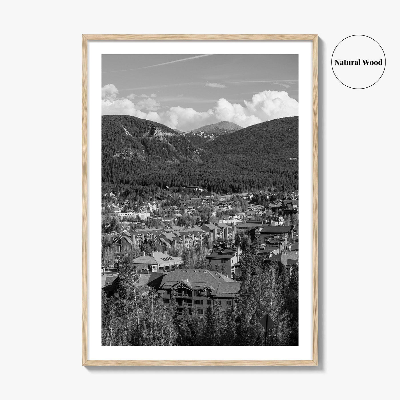 Breckenridge Black and White Fine Art Photo Print, Summit County Colorado Poster, Panorama USA