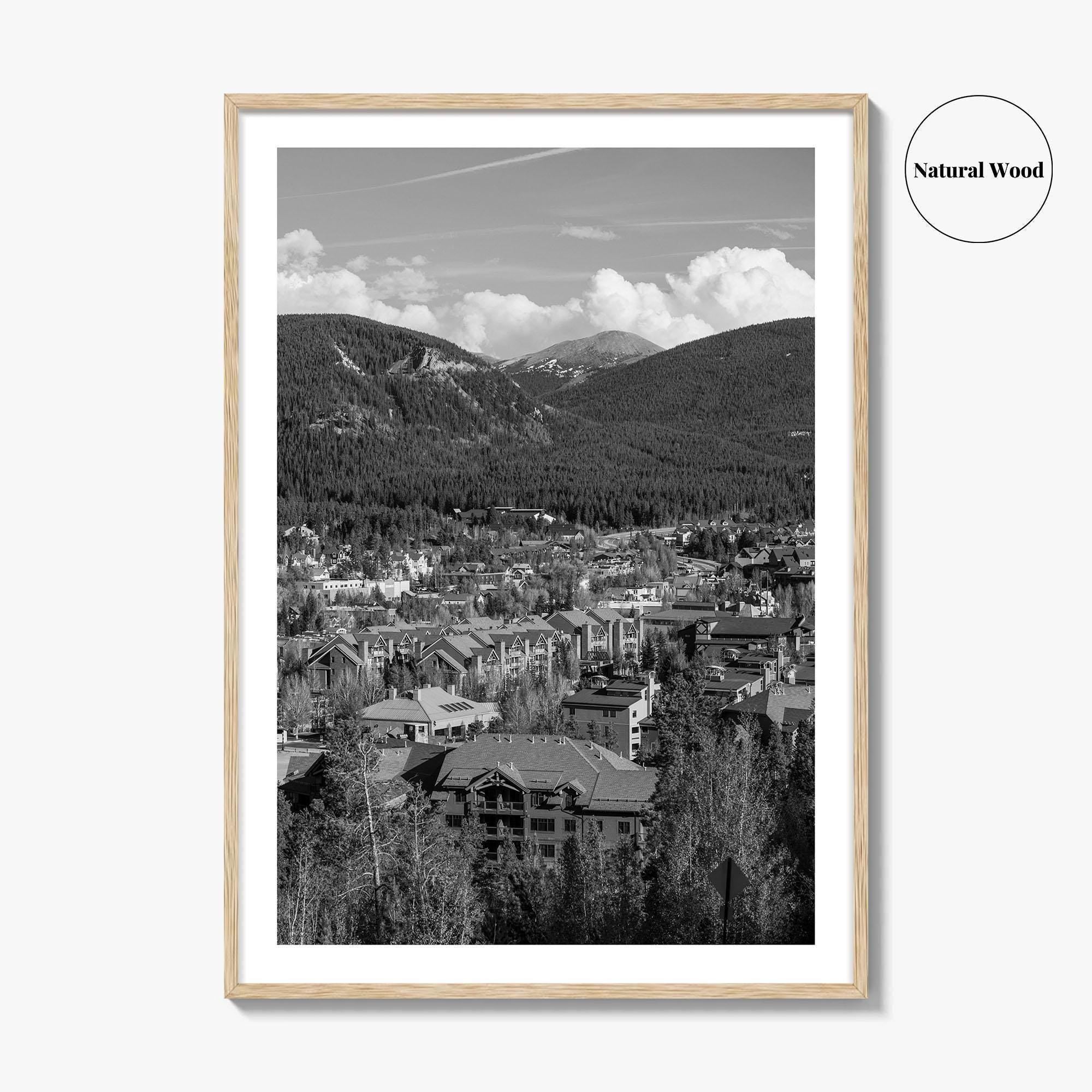 Breckenridge Black and White Fine Art Photo Print, Summit County Colorado Poster, Panorama USA