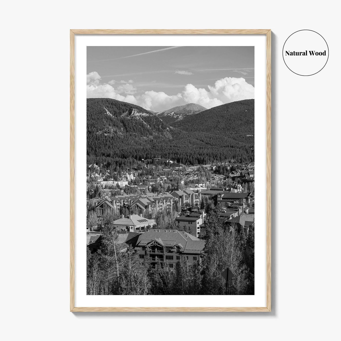 Breckenridge Black and White Fine Art Photo Print, Summit County Colorado Poster, Panorama USA
