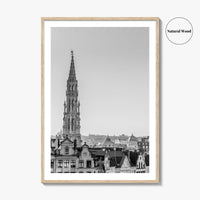 Brussels Black and White Fine Art Photo Print, Grand Place City Hall Belgium Poster