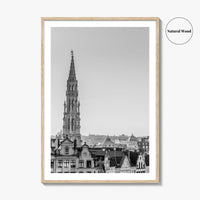 Brussels Black and White Fine Art Photo Print, Grand Place City Hall Belgium Poster