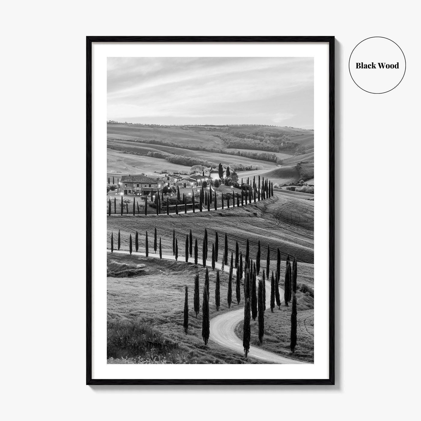 Tuscany Black and White Fine Art Photo Print, Crete Senesi, Siena, Italy Wall Poster